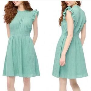 j.crew gauze flutter-sleeve mini dress eucalyptus steam green by516 women large